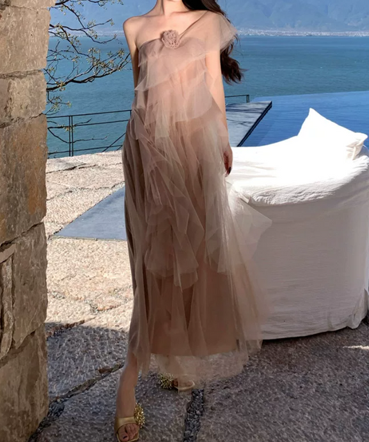 Robe de bal de princesse bustier à volants en satin long, robe de soirée C8117