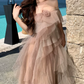 Dreamy One Shoulder Prom Dress Tiered Tulle A-Line Evening Dress C9630