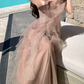 Dreamy One Shoulder Prom Dress Tiered Tulle A-Line Evening Dress C9630
