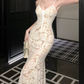 Robe de bal de princesse bustier à volants en satin long, robe de soirée C8117