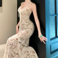 Robe de bal de princesse bustier à volants en satin long, robe de soirée C8117