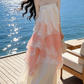 Ornate Spaghetti Straps Prom Dress Pink Lace Tiered A-Line Evening Dress C9632