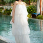 Robe de bal de princesse bustier à volants en satin long, robe de soirée C8117