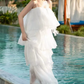 Robe de bal de princesse bustier à volants en satin long, robe de soirée C8117