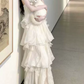 Robe de bal de princesse bustier à volants en satin long, robe de soirée C8117