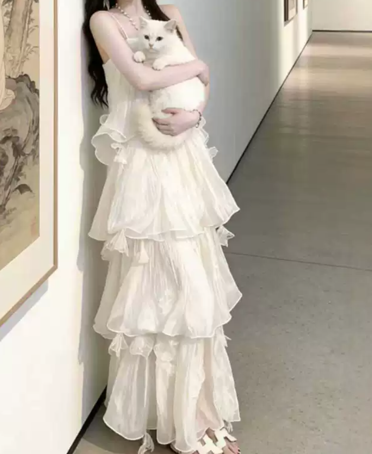 Robe de bal de princesse bustier à volants en satin long, robe de soirée C8117