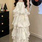 Robe de bal de princesse bustier à volants en satin long, robe de soirée C8117