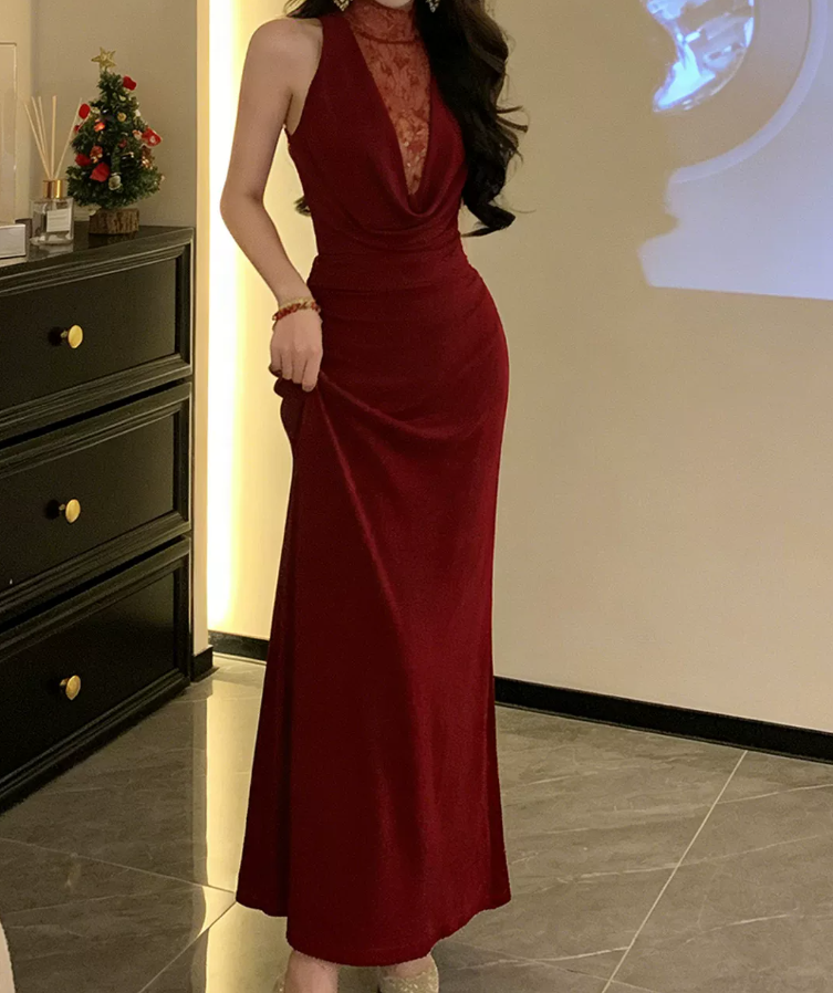 Robe de bal de princesse bustier à volants en satin long, robe de soirée C8117