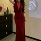 Robe de bal de princesse bustier à volants en satin long, robe de soirée C8117