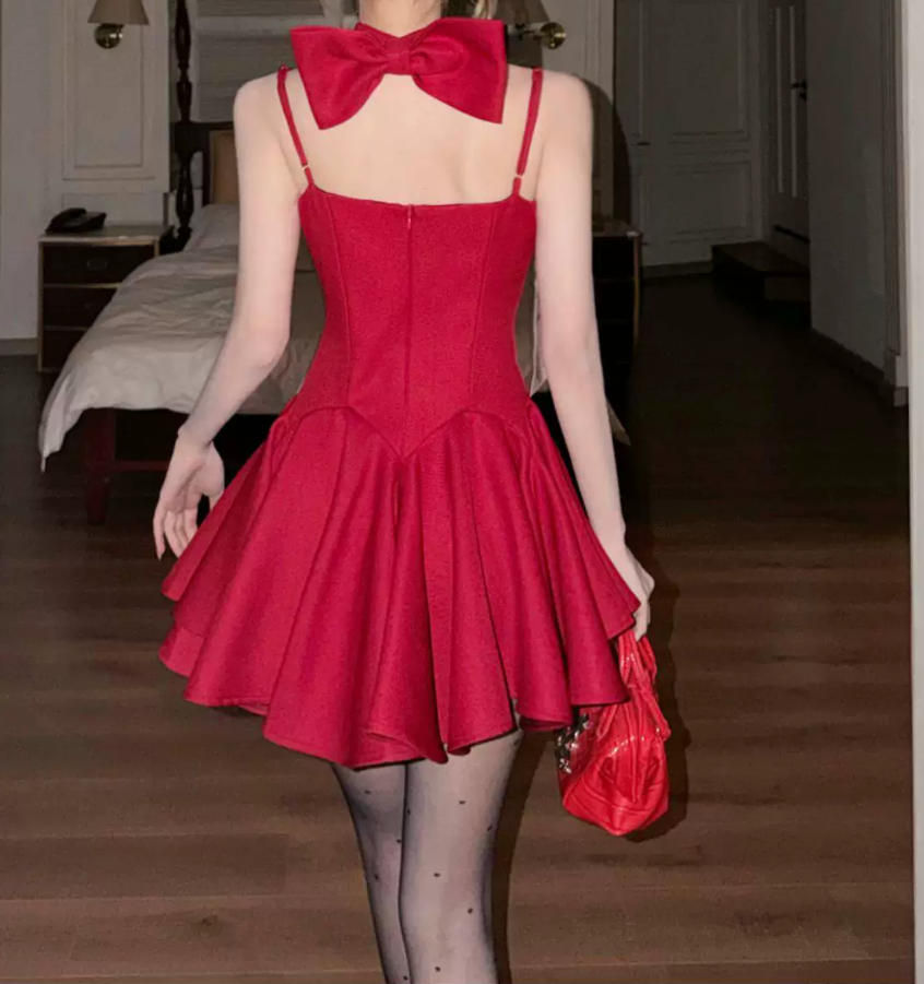Simple Spaghetti Straps Homecoming Dress With Choker A-Line Party Dress C9637