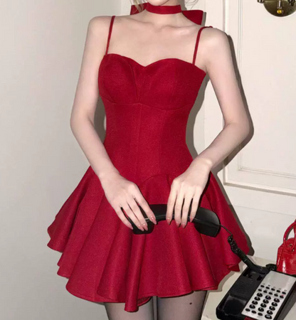 Simple Spaghetti Straps Homecoming Dress With Choker A-Line Party Dress C9637