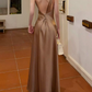 Vintage One Shoulder Prom Dress Gold Satin Mermaid Evening Dress C9639