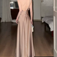 Vintage One Shoulder Prom Dress Gold Satin Mermaid Evening Dress C9639