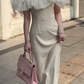 Robe de bal de princesse bustier à volants en satin long, robe de soirée C8117
