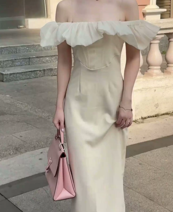 Robe de bal de princesse bustier à volants en satin long, robe de soirée C8117
