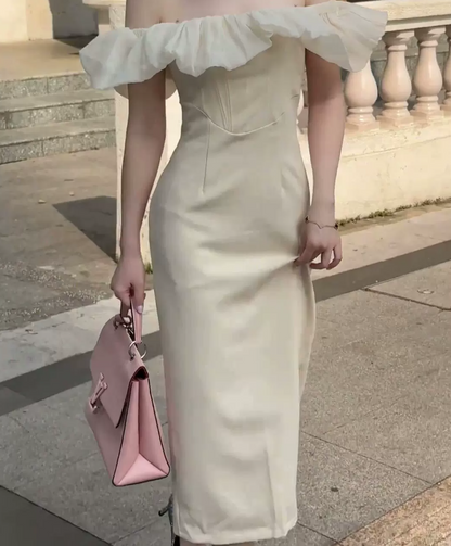 Robe de bal de princesse bustier à volants en satin long, robe de soirée C8117
