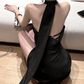 Chic Halter Neck Homecoming Dress Black Backless Sheath Party Dress C9644