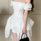 Trendy Off-Shoulder Homecoming Dress White A-Line Party Dress C9645