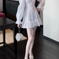 Romantic V Neck Ruffles Homecoming Dress White Long Sleeve A-Line Party Dress C9647