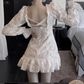Romantic V Neck Ruffles Homecoming Dress White Long Sleeve A-Line Party Dress C9647