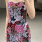 Ornate Strapless Floral Prom Dress Sequins Sheath Evening Dress C9649