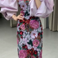 Ornate Strapless Floral Prom Dress Sequins Sheath Evening Dress C9649