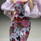 Ornate Strapless Floral Prom Dress Sequins Sheath Evening Dress C9649