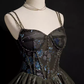 Sexy A line Straps Tulle Black Short Homecoming Dresses C964
