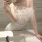 Robe de bal de princesse bustier à volants en satin long, robe de soirée C8117