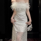 Robe de bal de princesse bustier à volants en satin long, robe de soirée C8117