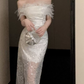 Robe de bal de princesse bustier à volants en satin long, robe de soirée C8117