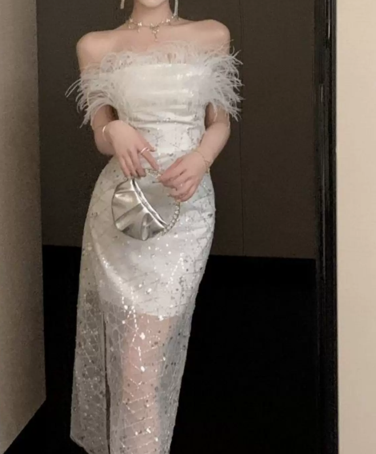 Robe de bal de princesse bustier à volants en satin long, robe de soirée C8117