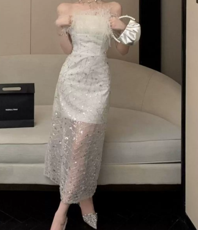 Robe de bal de princesse bustier à volants en satin long, robe de soirée C8117