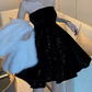 Mini robe de soirée en satin, sans bretelles, sans manches, ligne a, simple, C899