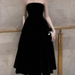 Mini robe de soirée en satin, sans bretelles, sans manches, ligne a, simple, C899
