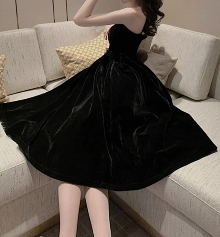 Mini robe de soirée en satin, sans bretelles, sans manches, ligne a, simple, C899