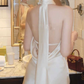 Chic Halter Neck Homecoming Dress Ivory Backless Sheath Party Dress C9653