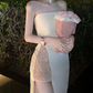 Mini robe de soirée en satin, sans bretelles, sans manches, ligne a, simple, C899