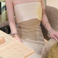 Mini robe de soirée en satin, sans bretelles, sans manches, ligne a, simple, C899