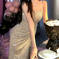 Robe de bal de princesse bustier à volants en satin long, robe de soirée C8117