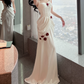 Superbe robe de mariée sirène bustier en satin et tulle, longue et en dentelle, C4563