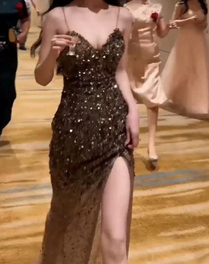 Robe de bal de princesse bustier à volants en satin long, robe de soirée C8117