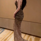 Robe de bal de princesse bustier à volants en satin long, robe de soirée C8117