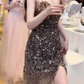 Robe de bal de princesse bustier à volants en satin long, robe de soirée C8117