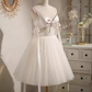 Sexy A line Spaghetti Straps Tulle White Short Homecoming Dresses C965