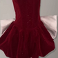 Gorgeous Strapless Homecoming Dress Red Beaded A-Line Party Dress C9660