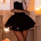 Mini robe de soirée en satin, sans bretelles, sans manches, ligne a, simple, C899