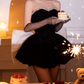 Mini robe de soirée en satin, sans bretelles, sans manches, ligne a, simple, C899