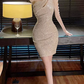 Mini robe de soirée en satin, sans bretelles, sans manches, ligne a, simple, C899