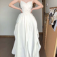 Classical Spaghetti Straps Prom Dress White Ruffles A-Line Evening Dress C9663